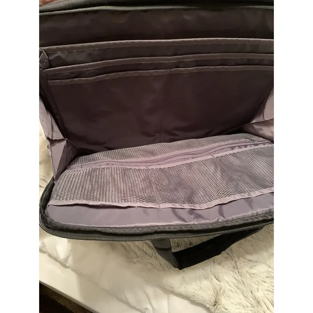Dell Computer 3 Layer Laptop Bag Black Canvas Messenger Briefcase Shoulder Bag